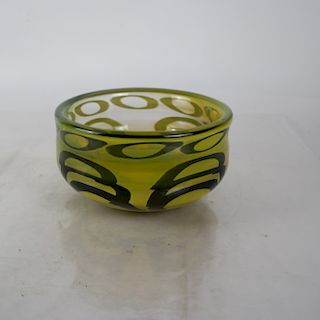 Orrefors Green and Metallic Vase