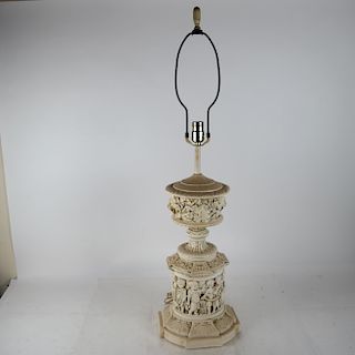 Composition Ornate Cherub, Lion Table Lamp