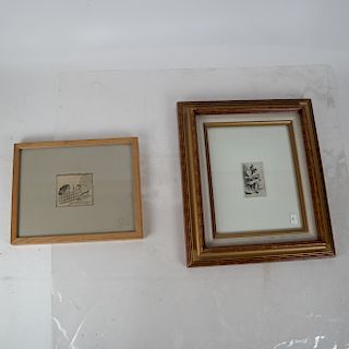 Two Prints: Chinese Couple & Seated Man