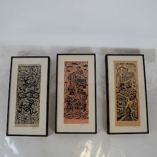 Three Abstract Wood Cuts, Signed