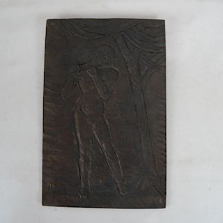 KUNVARI: Bronze Relief Nude Male
