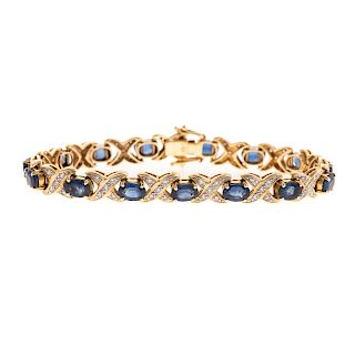 A Sapphire & Diamond "X" Link Bracelet in 14K