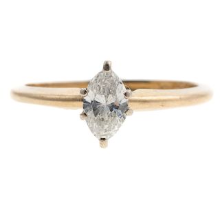 A Ladies Marquise Diamond Engagement Ring in 14K