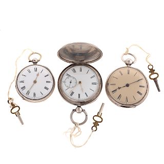 A Trio of Gentlemen's Pocket Watches in Silver