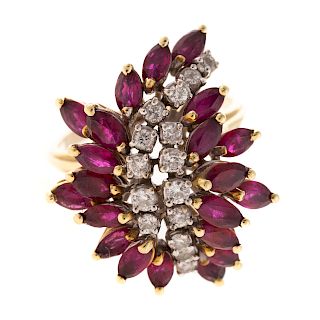 A Ladies Ruby & Diamond Cocktail Ring in 18K