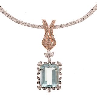 A Stunning 36ct Aquamarine & Diamond Pendant