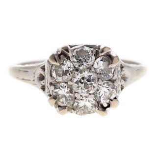 A Vintage Diamond Cluster Ring in Platinum