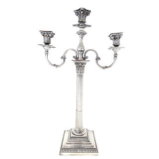 Pair Victorian Silver Three-Light Candelabra