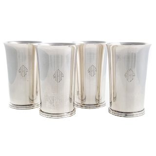 Four S. Kirk & Son Sterling Cocktail Tumblers