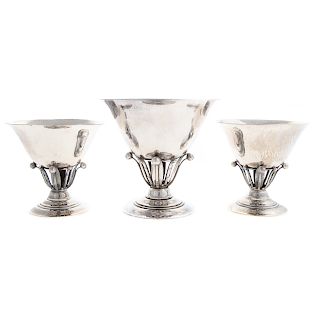 Three Georg Jensen Sterling Pedestal Bowls