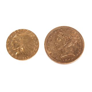 Pair of Nice Gold Coins, Quarter and Half Eagle