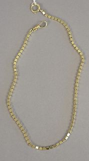 14K block chain necklace, 14.5 in., 12.5 grams.
