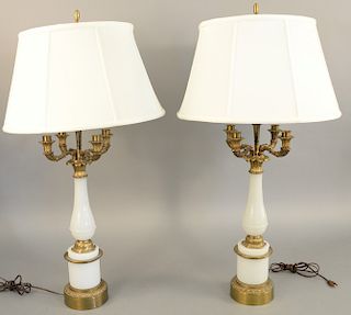 Pair of candelabra table lamps. ht. 36 in.