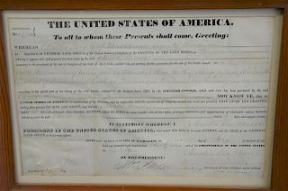 Martin Van Buren signed land grant 1839, Michigan. sight size 10 3/4" x 15 3/4".