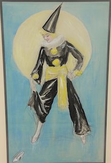 Charles Sheldon (1889-1960), watercolor and pencil on paper, Illustration Glamour portrait standing girl in costume, unsigned, sight size 19 1/2" x 11