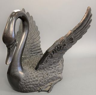 Bronze swan. ht. 17 1/2 in., wd. 23 1/4 in.