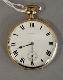 14K white gold Howard open face pocket watch, case and works signed E. Howard Watch co., Boston, (hairline crack in dial), 45.8mm.