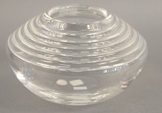 Steuben Low Momentum bowl, crystal vase, signed Steuben, ht. 5 1/2 in., dia. 8 in.