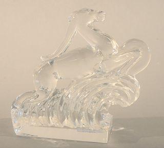 Steuben Early Carder Gazelle crystal figure, signed Steuben. ht. 6 1/2 in.