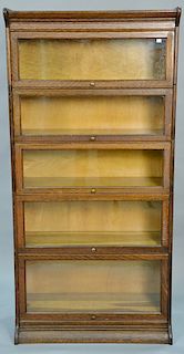 Oak barrister five section bookcase. ht. 71 in., wd. 34 in.
