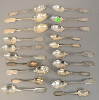 Coin silver spoons. 19.5 t oz.