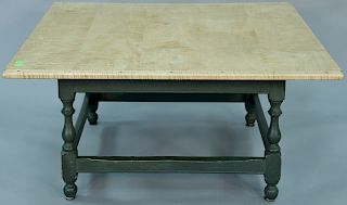 Tiger maple coffee table. ht. 18 1/2 in., top: 38" x 38"