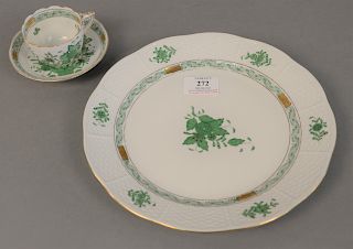 Herend dinnerware to include 16 dinner plates, tureen and underplate, pair of candlesticks, teapot and creamer, and six small dishes.