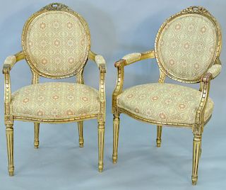 Pair of Louis XVI style armchairs.