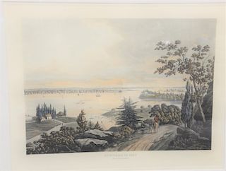 Colored engraving, New York in 1822 from Weehawken, plate size 18 1/4" x 23 1/2". Provenance: Property from the Credit Suisse Americana Collection