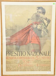 Borgoni Prestito Nazionale Italian War Bonds flag poster, 37" x 25 1/2".