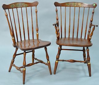 Hitchcock set of eight windsor style chairs.