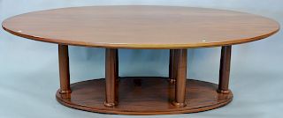 Dan Mosheim mahogany conference table on six column base. ht. 30 in., top: 64" x 94".