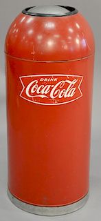 Coca Cola advertising trash can with push top. ht. 32 1/2 in.