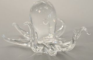 Large Steuben octopus crystal figure, signed Steuben with original box. ht. 5 1/2 in.