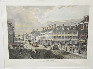 New York in 1834, Broadway from the corner of canal street, colored engraving, 18 1/4" x 23 1/2". Provenance: Property from the Credit Suisse American