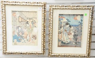 Two Japanese woodblock prints, circle of Kunisada. 13 1/4" x 9 1/2".