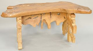 Slab freeform table. ht. 31 in., top: 56" x 28 1/2"