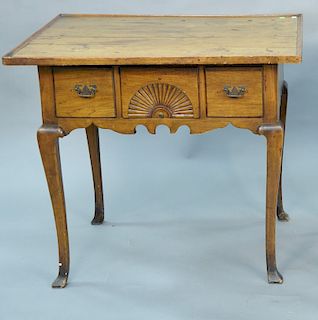 Queen Anne walnut lowboy having top with molded edge, 18th century (restored). ht. 30 in., top: 26" x 30"