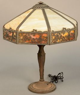 Victorian slag glass table lamp. ht. 22 in.