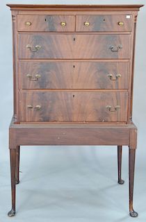 Mahogany chest on stand. ht. 64 in., wd. 38 in.
