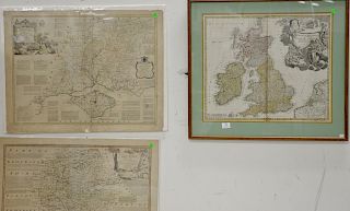 Group of three maps to include framed Magna Britannia Complectens Angliae scotiae......Bapt. Homann and two unframed, Hampshire unframed map, regulate