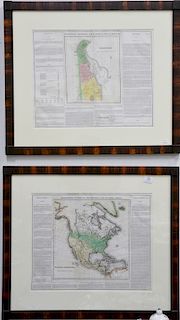 Fourteen framed pieces to include group of six maps to include Boston 1877 Augustus Mitchell Johnsons lower Canada, White Plains, Scarsdale, Switzerla