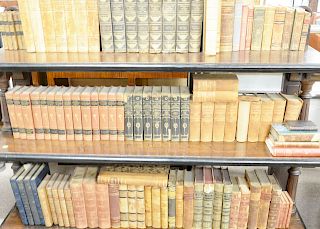 Large lot of mostly leather bound books to include "messages and papers of the Presidents," etc along with numerous books in German and French.