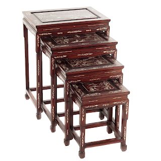 4 Chinese Mahogany Nesting Tables