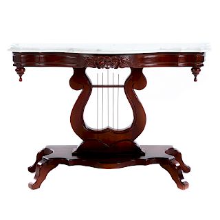Mahogany Marble Top Side Table