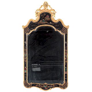 Queen Anne Style Japanned & Parcel Gilt Mirror
