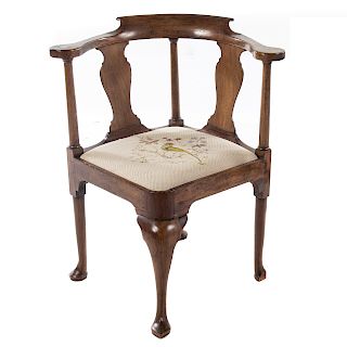 George III Walnut Corner Chair