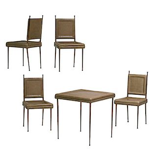 COLETTE GUEDEN (Attr.) Card table and four chairs