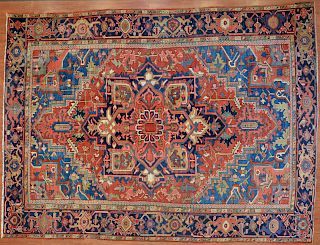 Antique Heriz Carpet, Persia, 9.3 x 11.7