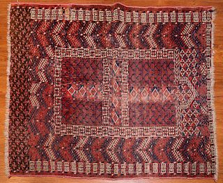Antique Turkemon Hatchli Rug, Turkestan, 3.8 x 4.3